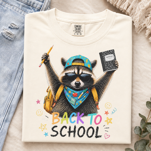 Back to School Raccoon Comfort Colors Shirt, Funny Student Graphic Tee, Cute Teacher Shirt, First Day of School Gift