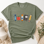 Cute Back To School Comfort Colors Shirt, Teacher School Supplies Apple Pencil Graphic Tee, First Day Of School T-Shirt