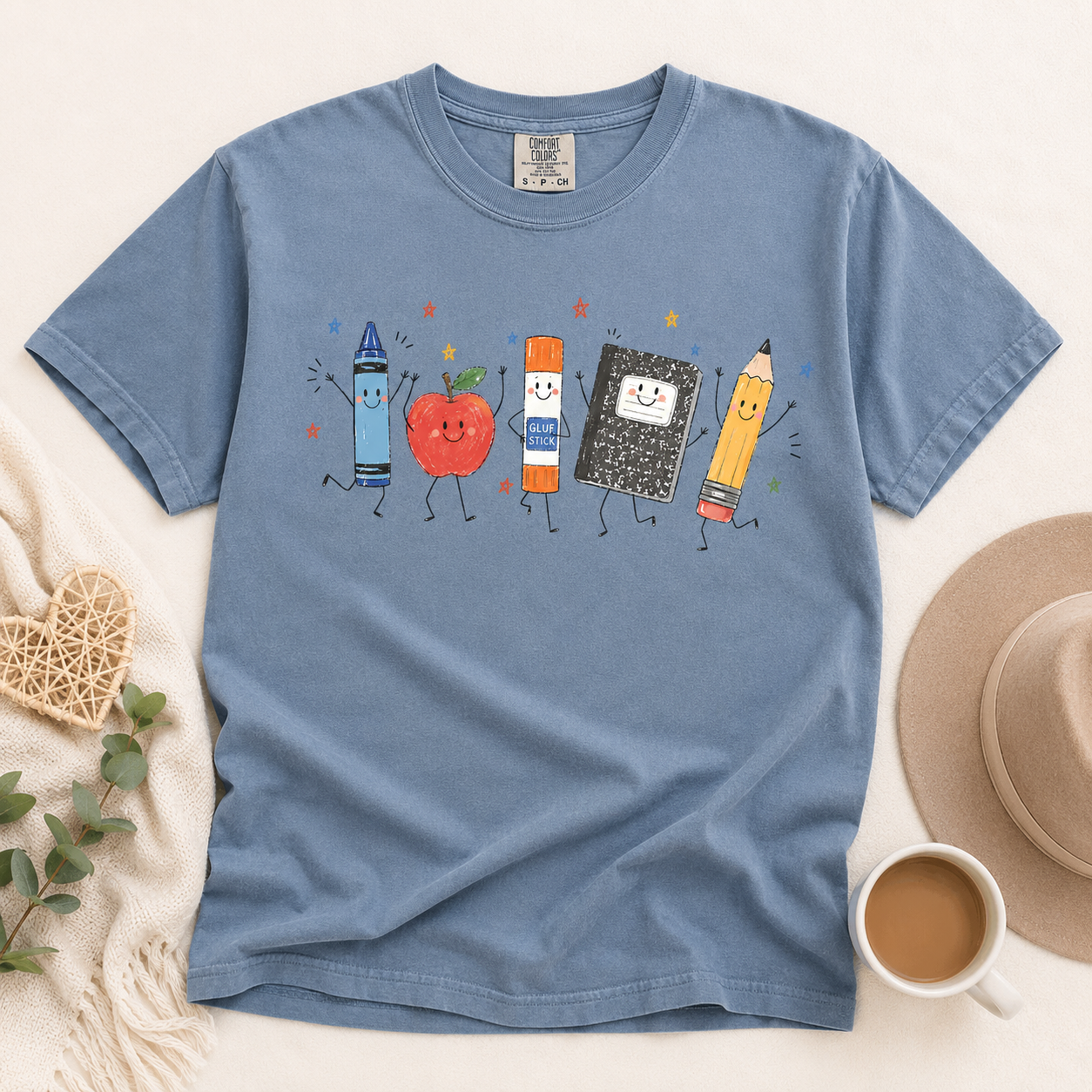 Cute Back To School Comfort Colors Shirt, Teacher School Supplies Apple Pencil Graphic Tee, First Day Of School T-Shirt