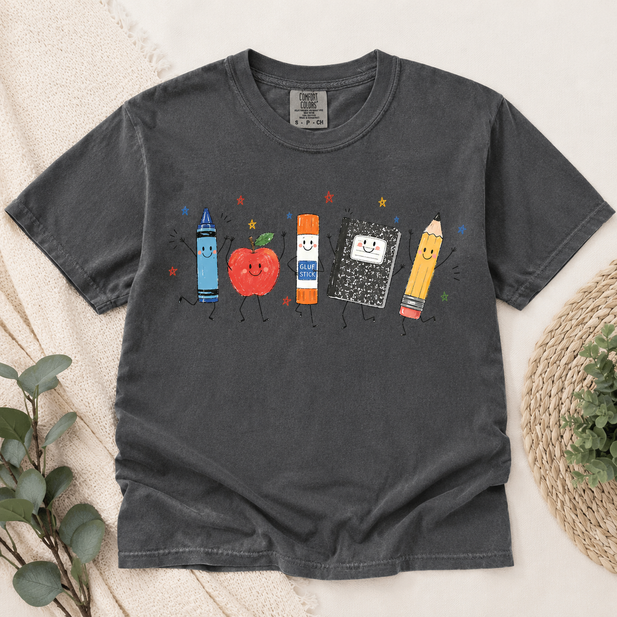 Cute Back To School Comfort Colors Shirt, Teacher School Supplies Apple Pencil Graphic Tee, First Day Of School T-Shirt
