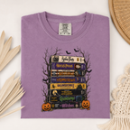 Vintage Halloween Movie Stack Comfort Colors Shirt, Retro VHS Horror Tee, Spooky Pumpkin Graphic T-Shirt, Halloween Gift