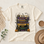 Vintage Halloween Movie Stack Comfort Colors Shirt, Retro VHS Horror Tee, Spooky Pumpkin Graphic T-Shirt, Halloween Gift