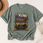 Vintage Halloween Movie Stack Comfort Colors Shirt, Retro VHS Horror Tee, Spooky Pumpkin Graphic T-Shirt, Halloween Gift