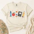 Cute Back To School Comfort Colors Shirt, Teacher School Supplies Apple Pencil Graphic Tee, First Day Of School T-Shirt