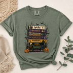Vintage Halloween Movie Stack Comfort Colors Shirt, Retro VHS Horror Tee, Spooky Pumpkin Graphic T-Shirt, Halloween Gift