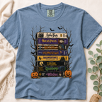Vintage Halloween Movie Stack Comfort Colors Shirt, Retro VHS Horror Tee, Spooky Pumpkin Graphic T-Shirt, Halloween Gift